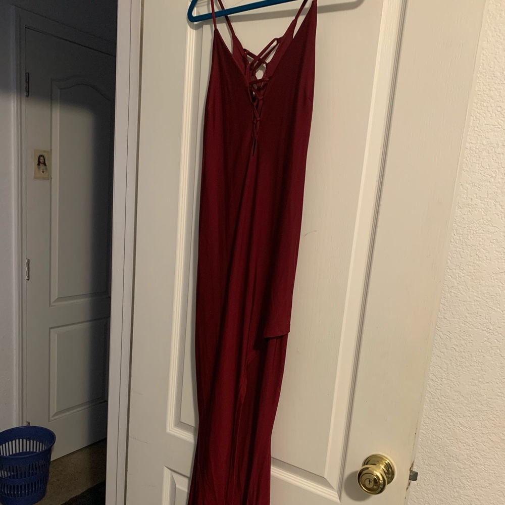 Long slit red dress